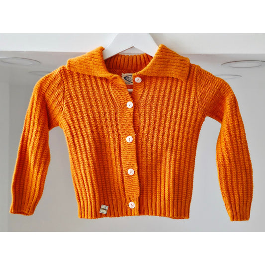 VINTAGE *NEW* 1960's DuPont Children's Orange Collared Sweater Size 3