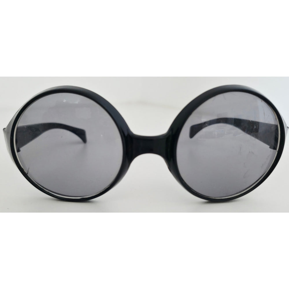 VINTAGE *NEW* 1970's Black Round Over-sized Frame with Gray Lens Sunglasses