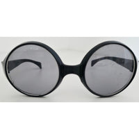 VINTAGE *NEW* 1970's Black Round Over-sized Frame with Gray Lens Sunglasses