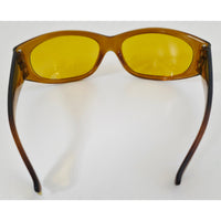 VINTAGE *NEW* 1970's Brown Oval Frame w/Yellow Tinted Lens Sunglasses