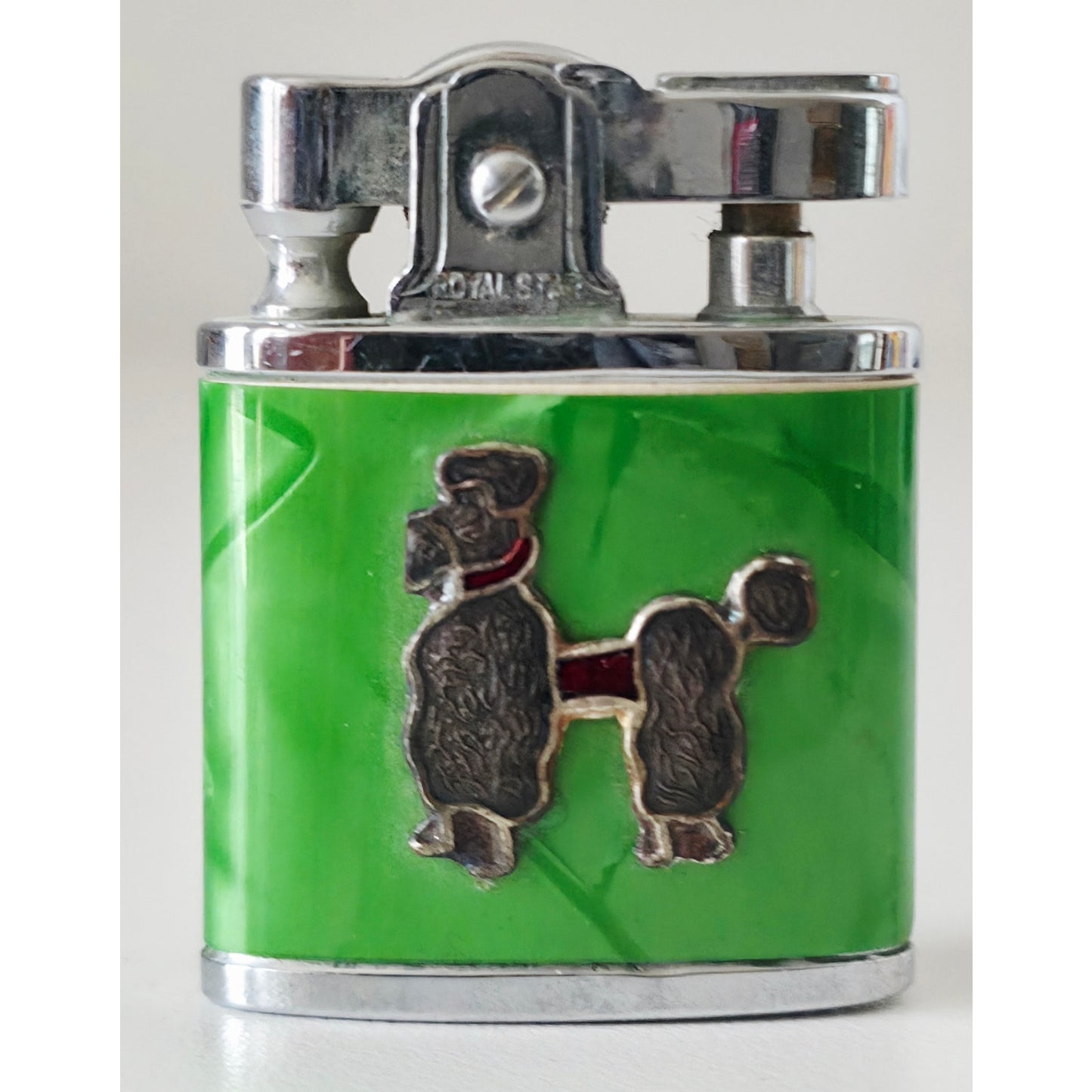 VINTAGE *NEW* 1956 Royal Star Japanese Super Lighter with Poodle Dog (Green)