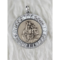 VINTAGE *NEW* 1950's Madonna and Child Silver-Toned Religious Pendant 1.7"