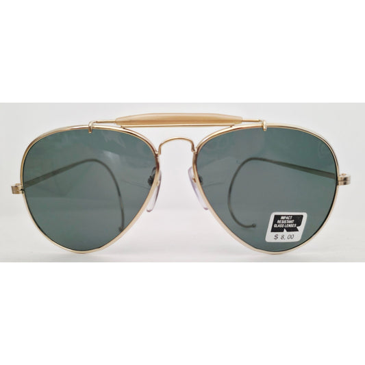 VINTAGE *NEW* 1970's Ray Max Gold Frame with Gray Lens Aviator Sunglasses