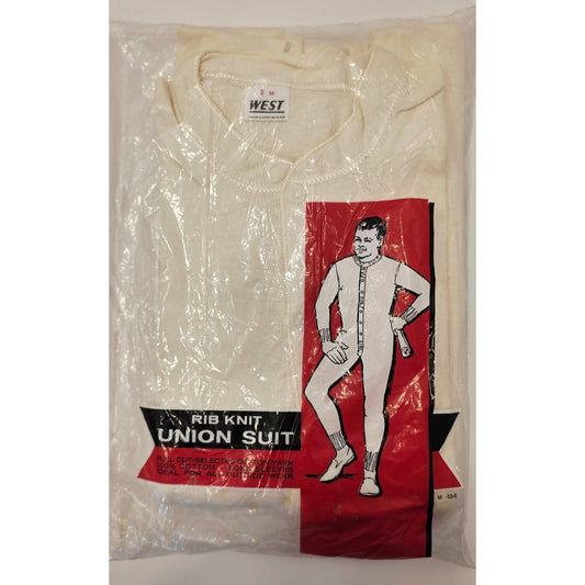 VINTAGE *NEW* 1970's Men's Outerwear (Long johns) Cream 100% Cotton Size S (36)