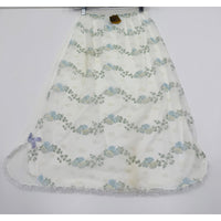 VINTAGE *NEW* 1960's Women's White with Green & Blue Flowers Slip Skirt Sz S/M