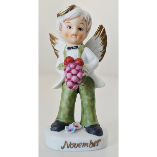 VINTAGE *NEW* 1950's November Boy Birthday Angel Porcelain Figurine Made in Taiwan