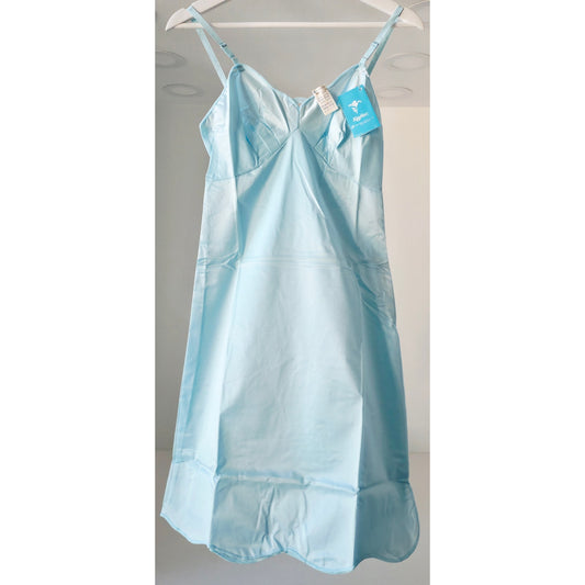 VINTAGE *NEW* 1960's Kayser Women's Bright Blue Short Scalloped Slip Size S