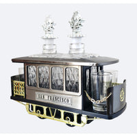 VINTAGE *NEW* 1950's Decanter Music Box San Francisco Train Car w/4 Shot Glasses
