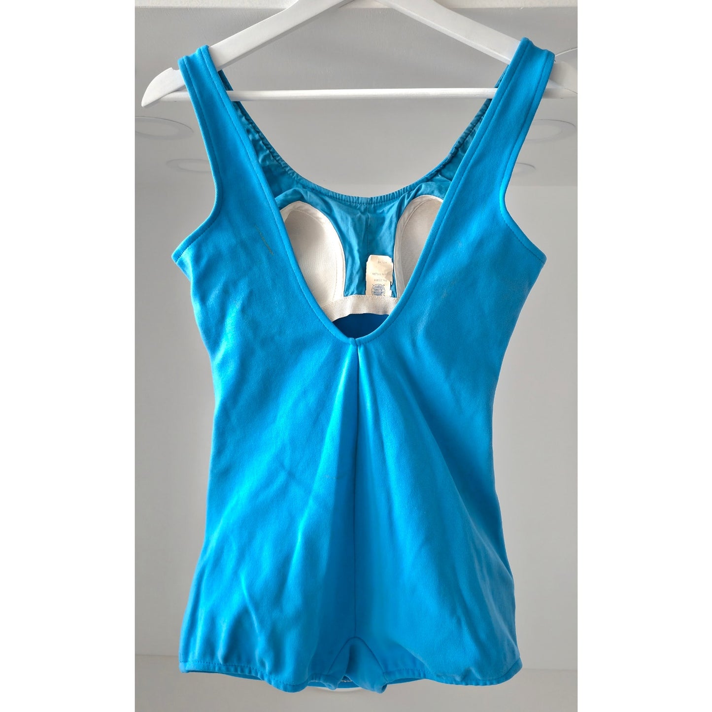 VINTAGE *NEW* 1960's ILGWU Light Blue 100% Jersey One Piece Swimsuit Size 44