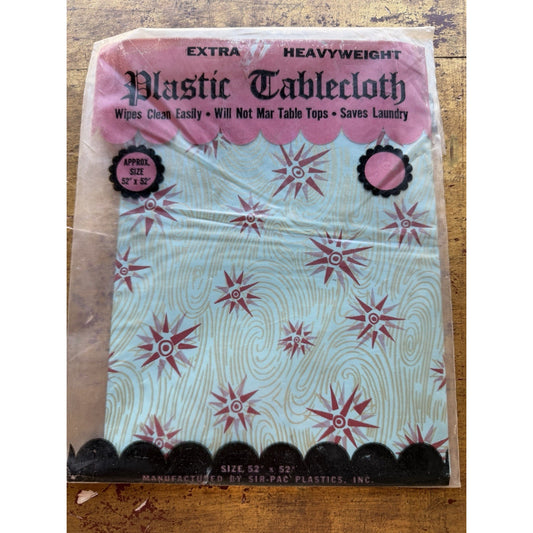 VINTAGE *NEW* 1960's Heavyweight Plastic 52" X 52" Tablecloth USA