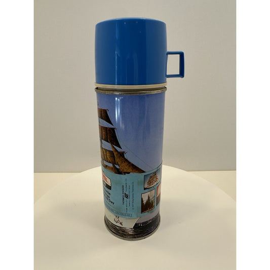 VINTAGE *NEW* 1978 Blue Thermos Sailboat Theme #2210 Vacuum Bottle 14.4oz