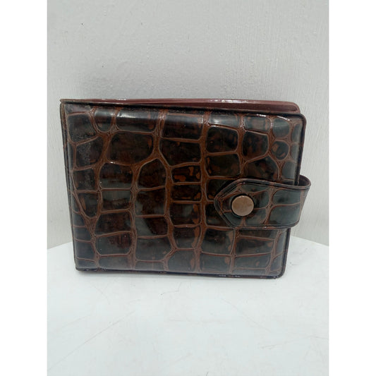 VINTAGE 1970's Stacy Brown Bi-Fold Coin/Photo/Cash Snake Print Wallet