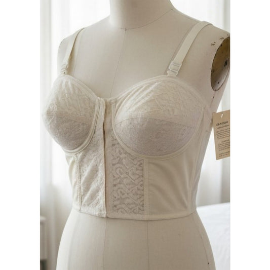 VINTAGE *NEW* 1960's Splendor Form Women's Cream Lace Bustier Bra Size 38B USA