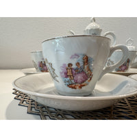 VINTAGE *NEW* 1960's 17 pc German Tea Set w/ Musical Tea Pot, Sugar, Creamer
