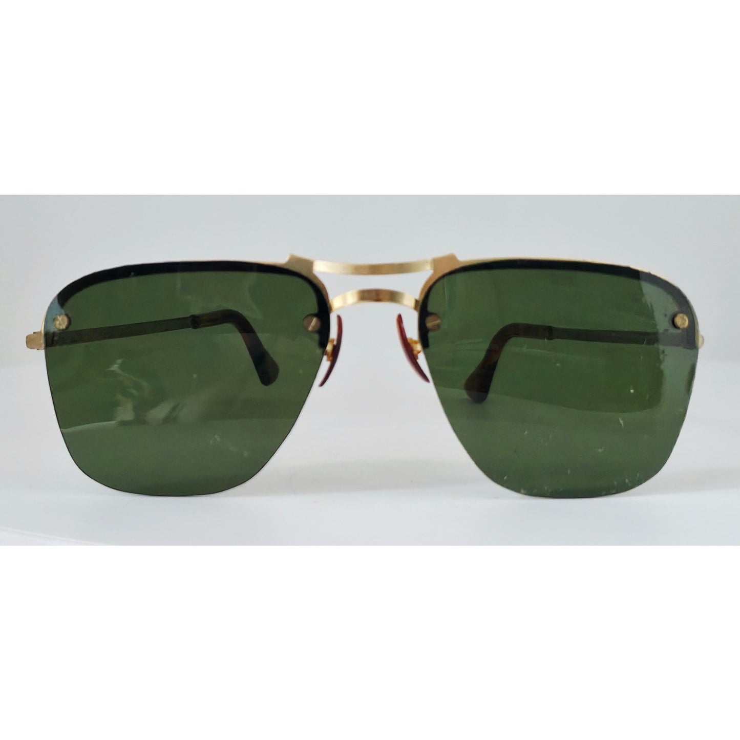 VINTAGE *NEW* 1970's Glam Unisex Gold Frame with Brown Arm and Gray Lens Sunglasses