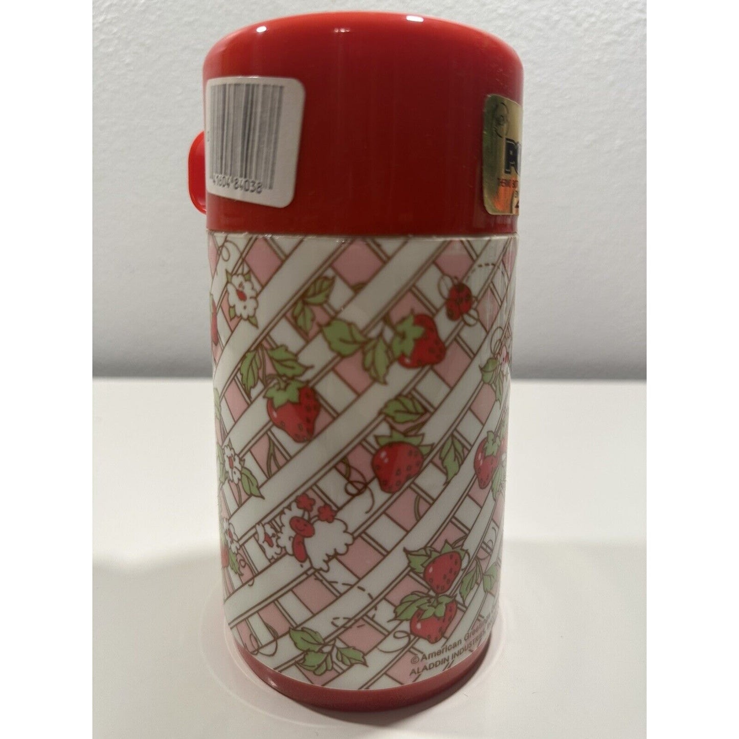 VINTAGE *NEW* 1980's Aladdin Strawberry Short 8oz Pop-Top Plastic Thermos