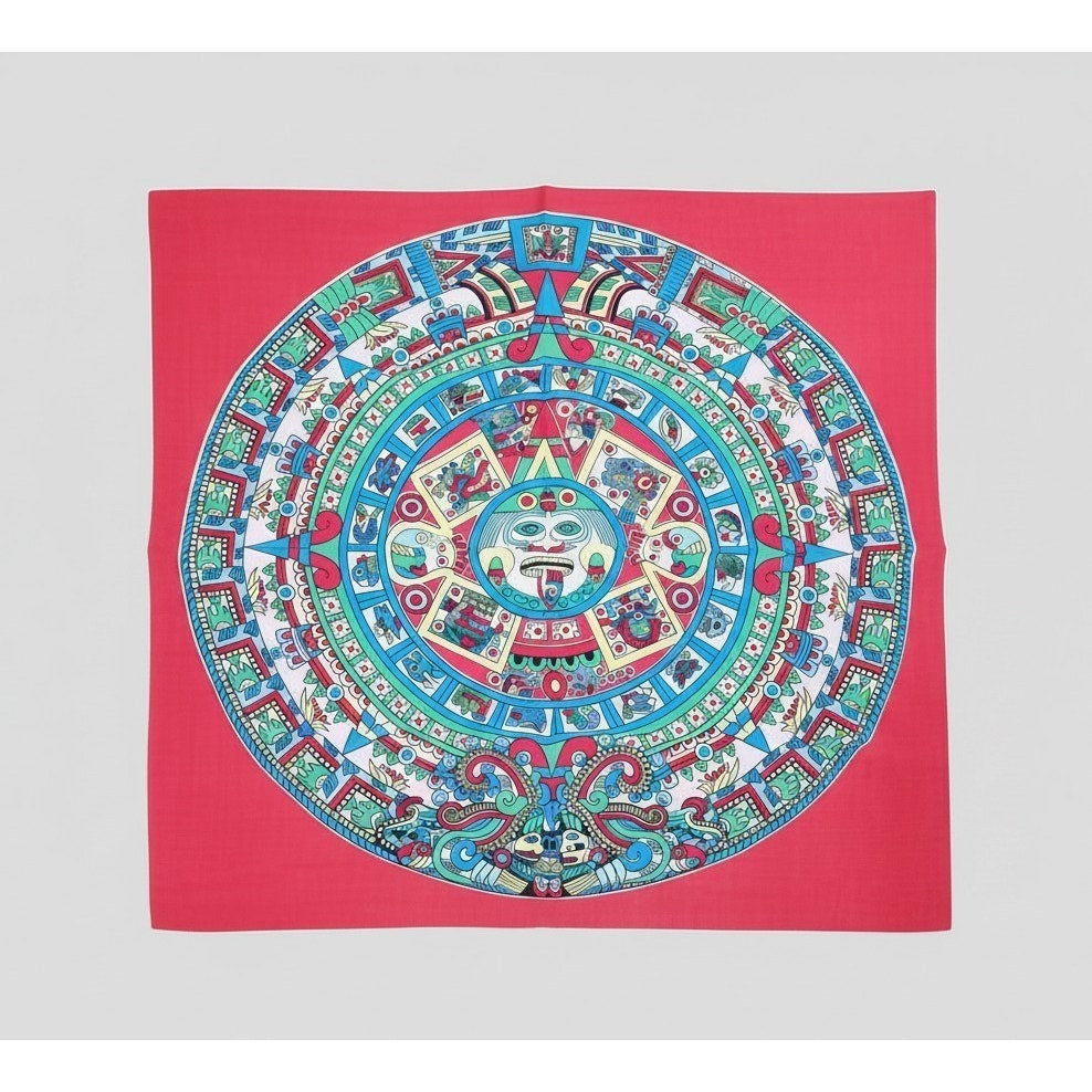 VINTAGE *NEW* 1950's Japanese Hand Printed Silk Rayon Scarf 31" x "31" Red