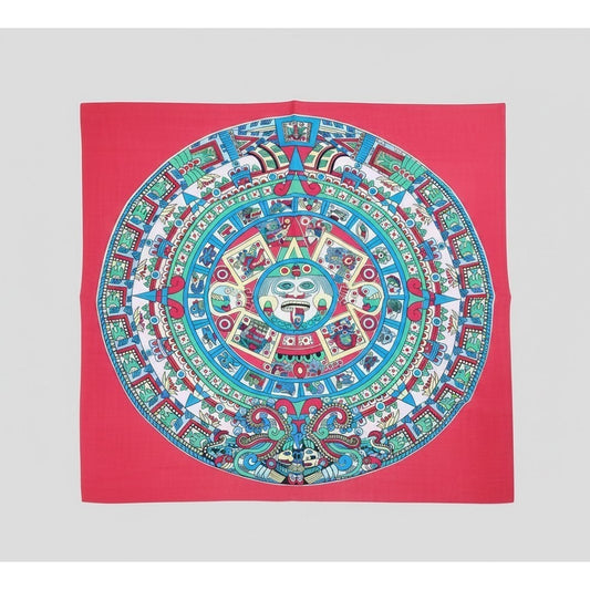 VINTAGE *NEW* 1950's Japanese Hand Printed Silk Rayon Scarf 31" x "31" Red