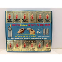 VINTAGE *NEW* 1950's Manor Butane Twin Refuel Cartridges Display - Dozen