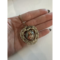 VINTAGE *NEW* Open-Work Gold-Tone Heart Pendant with Jesus/Joseph Art Spinner