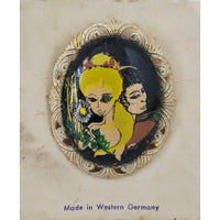 VINTAGE 'NEW' 1950's Western Germany Victorian Style Portrait Brooch on Card
