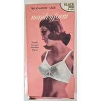 VINTAGE *NEW* 1970's Maidenform P7136 Tricolastic Lace Stretch Black Bra 38 B Set of 2