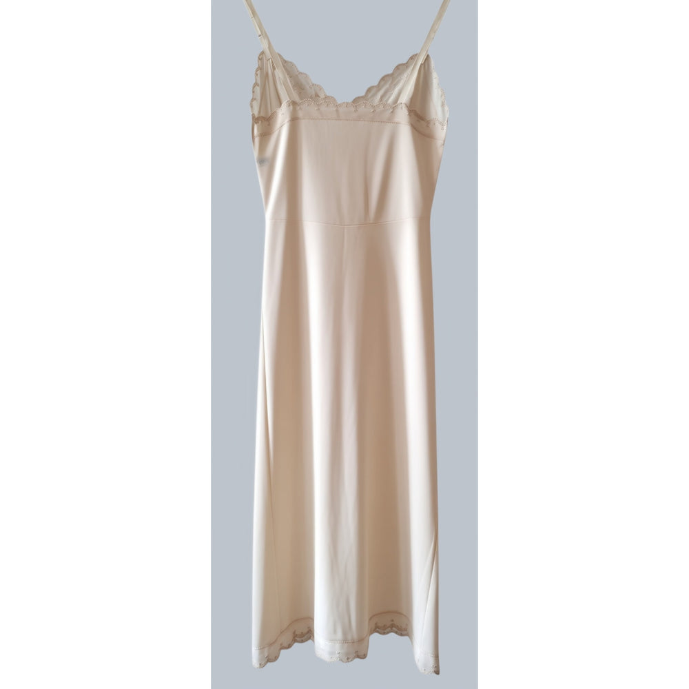 VINTAGE *NEW* 1960's Kayser Cream with Lace Trim Slip Dress Size S (32)