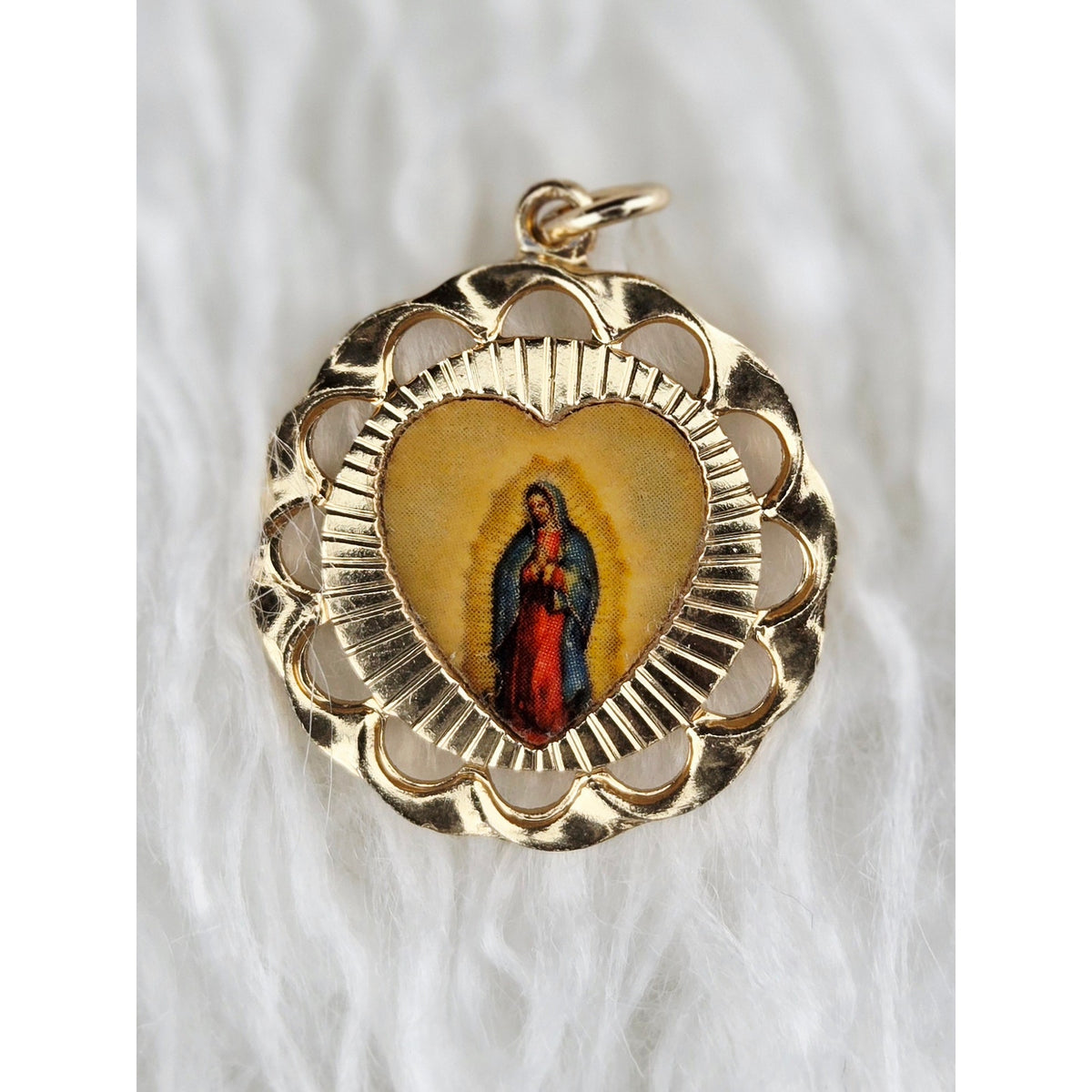 VINTAGE *NEW* 1950's Madonna Gold-Toned Religious Pendant 1.25" Germany