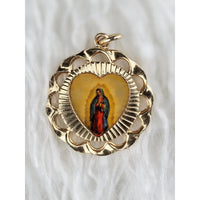 VINTAGE *NEW* 1950's Madonna Gold-Toned Religious Pendant 1.25" Germany