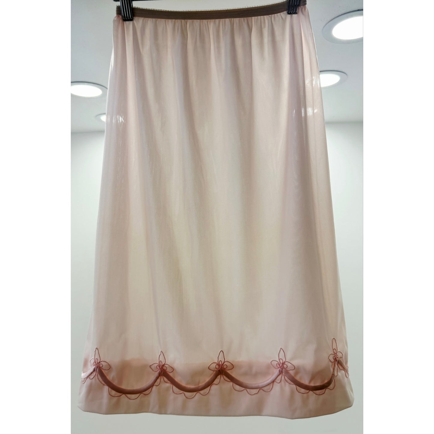 VINTAGE *NEW* 1960's Women's Light Pink with Embroidered Piping Slip Skirt Sz L