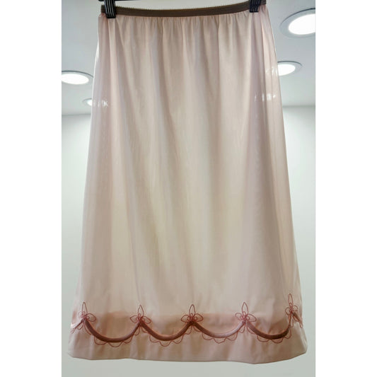 VINTAGE *NEW* 1960's Women's Light Pink with Embroidered Piping Slip Skirt Sz L