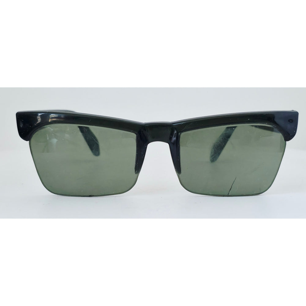 VINTAGE 1970's Glam Unisex Black Frame with Gray Lens Sunglasses Made in Switzerland