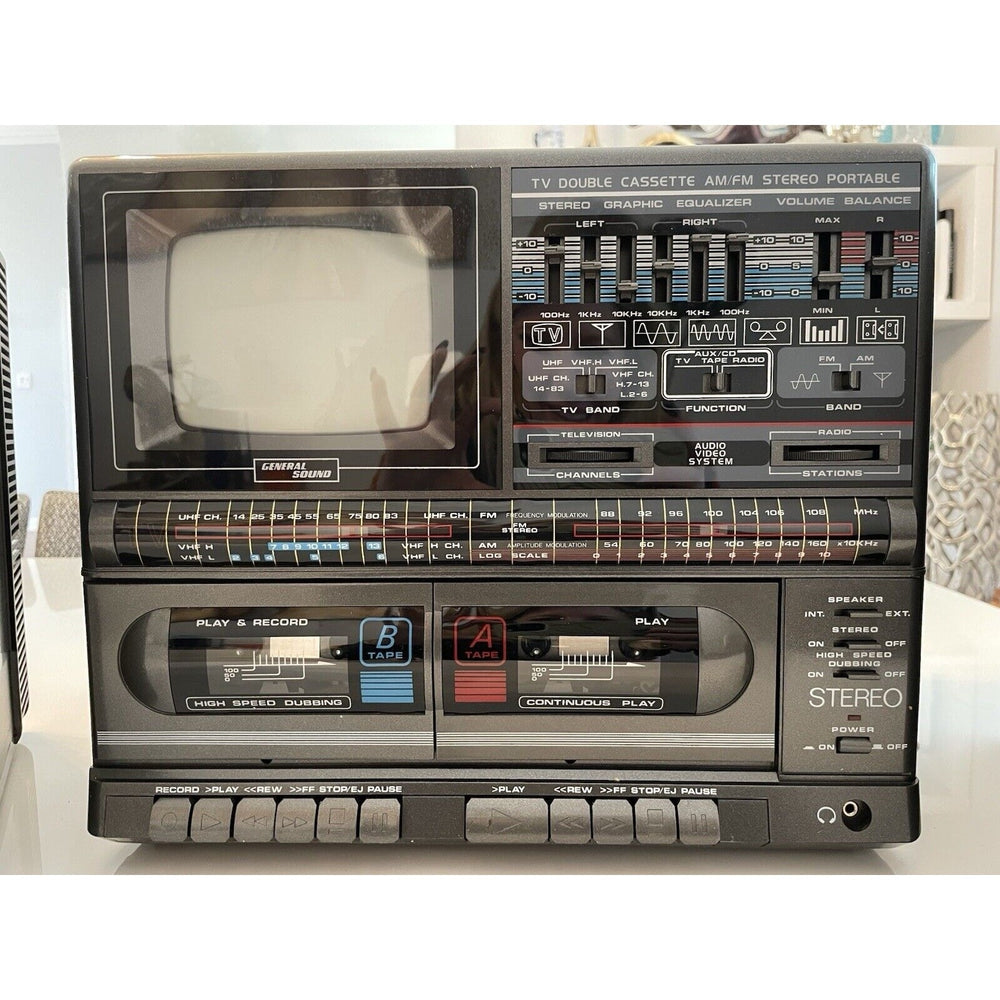 VINTAGE *NEW* 1980's General Sound GS-102S Portable Boombox w/TV