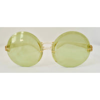 VINTAGE *PRISTINE* 1970's Glam Unisex Sunglasses Light Yellow Frame and Lens