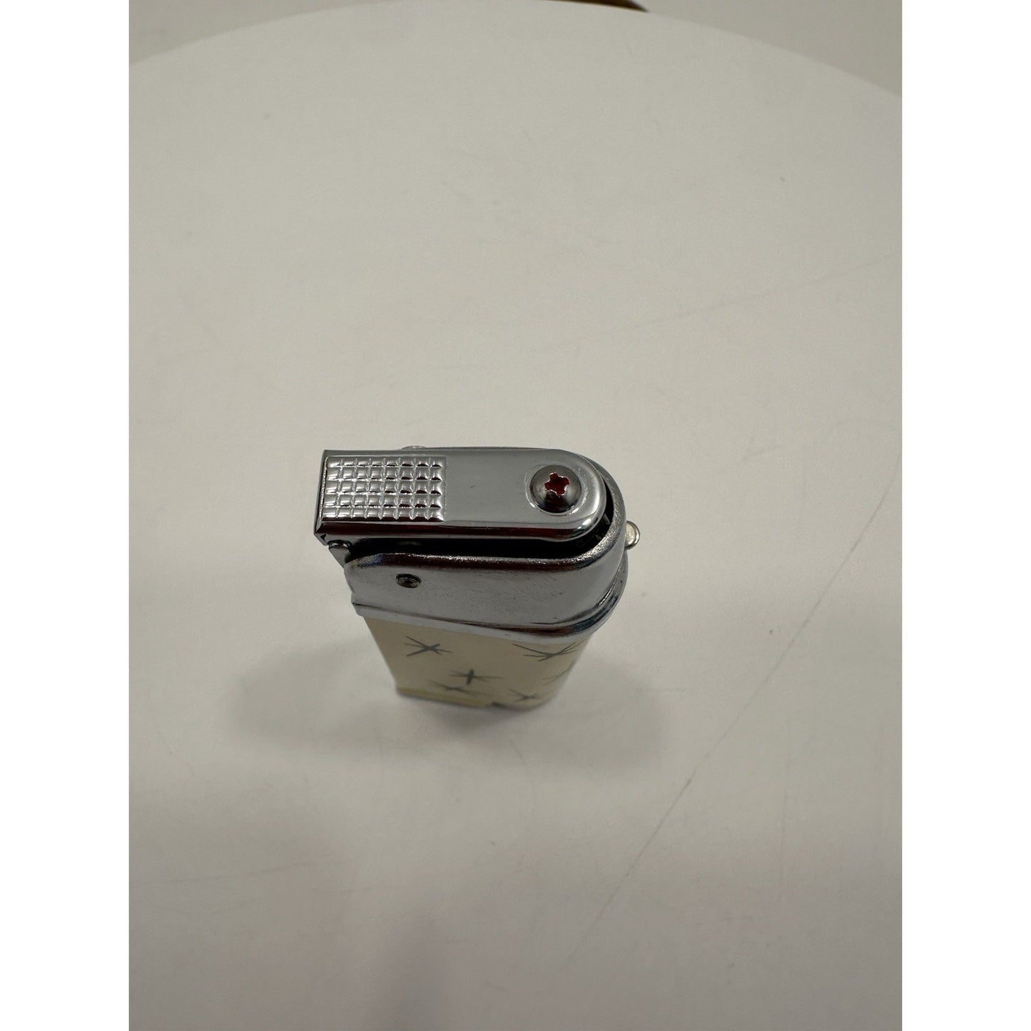 VINTAGE *NEW* 1960's Manor Butane Lighter Cream w/Stars