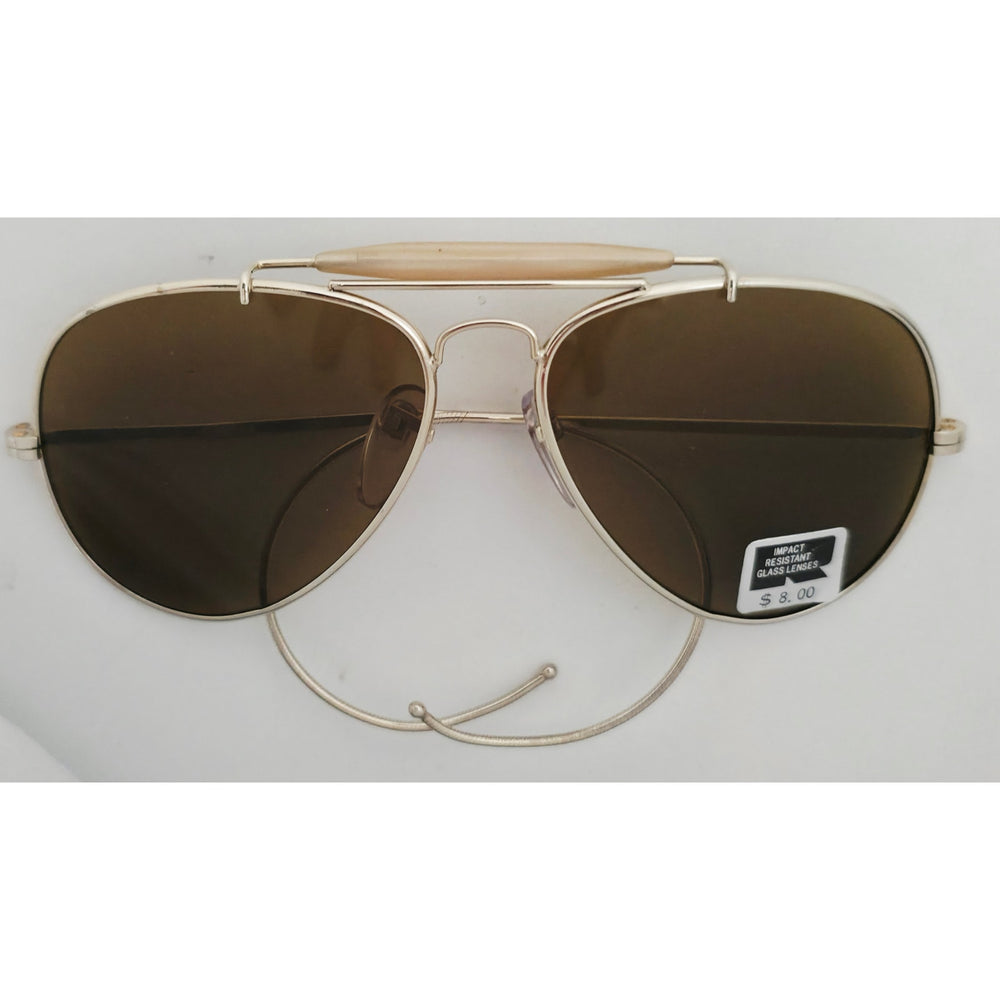 VINTAGE *NEW* 1970's Ray Max Gold Frame with Brown Lens Aviator Sunglasses