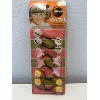 VINTAGE *NEW* 1980's Wil-hold Ponytail Holders Twin Flower/Butterfly Beads