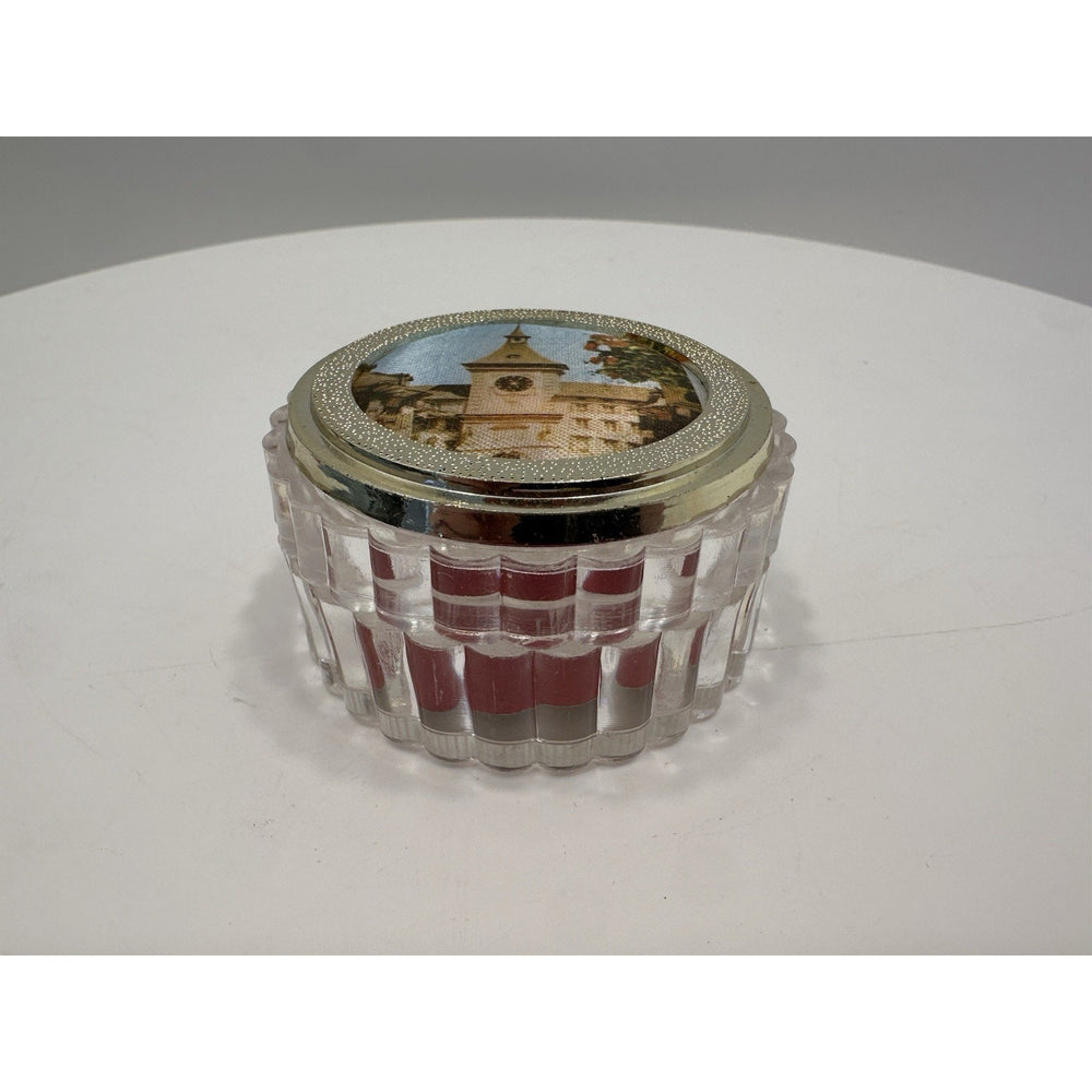 VINTAGE *NEW* 1950's Old Master Silk Printed Silk Light Tower Trinket Box