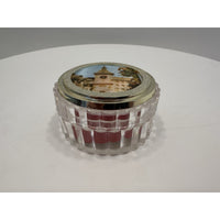 VINTAGE *NEW* 1950's Old Master Silk Printed Silk Light Tower Trinket Box