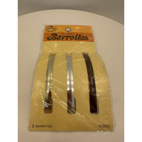 VINTAGE *NEW* 1975 Goody Stay Tight Clasp Barrettes Gold/Sil/Brown #3906 USA
