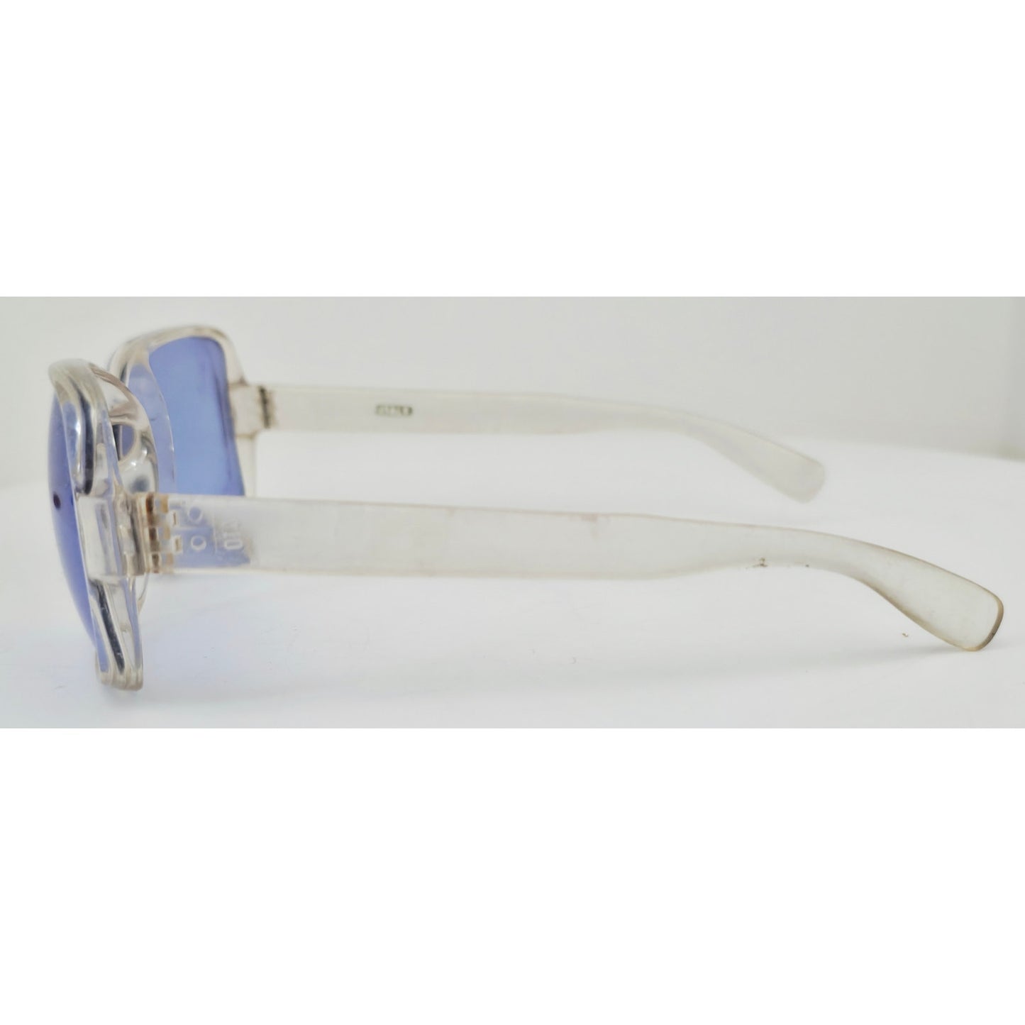 VINTAGE *NEW* 1970's Glam Unisex Translucent |Clear Frame with Blue Lens Sunglasses