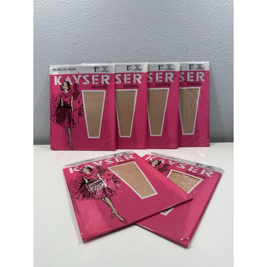 VINTAGE *NEW* Kayser Hosiery Seamless-Clear Beige Sz10 X 6