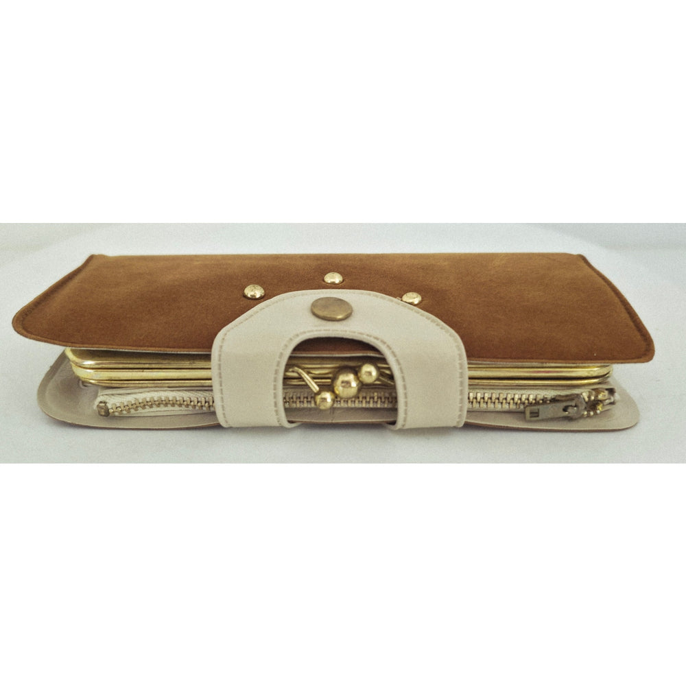 VINTAGE *NEW* 1970's Brown Felt - Check, Charge, Credit Vard, ID Wallet