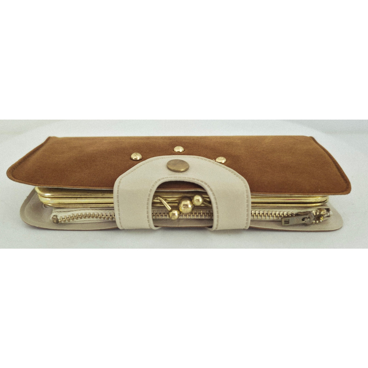 VINTAGE *NEW* 1970's Brown Felt - Check, Charge, Credit Vard, ID Wallet