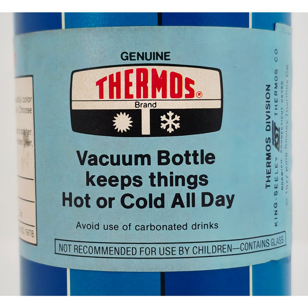 VINTAGE *NEW* 1977 Genuine Thermos Vacuum Bottle Blue 14.4oz USA