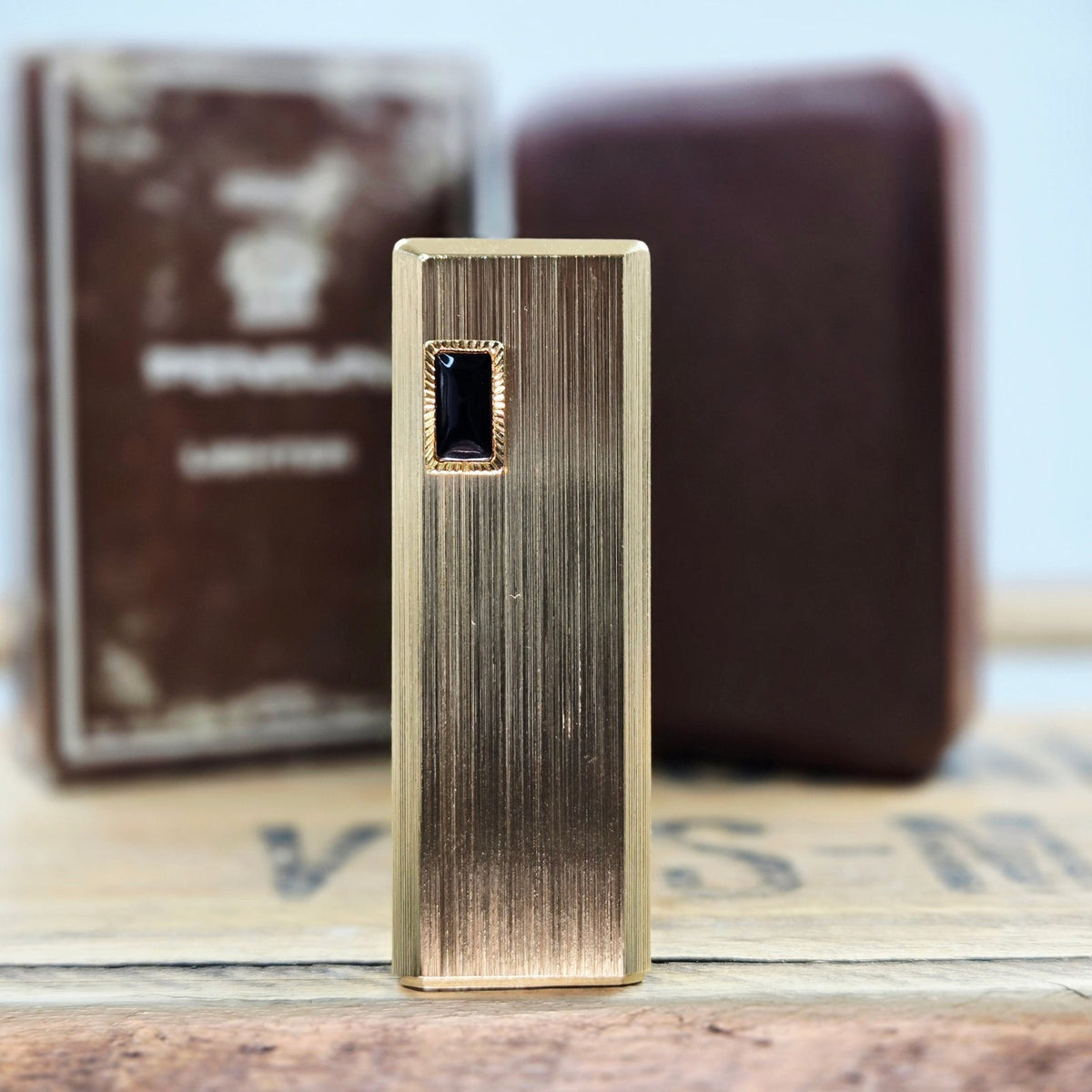 VINTAGE *NEW* 1960's Gold w Jewel Penguin Freid Butane Lighter
