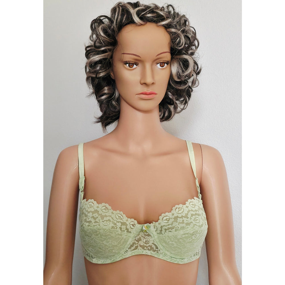 VINTAGE *NEW* 1960's Empire Foundation Women's Green Lace Push Up Bra Size 34A