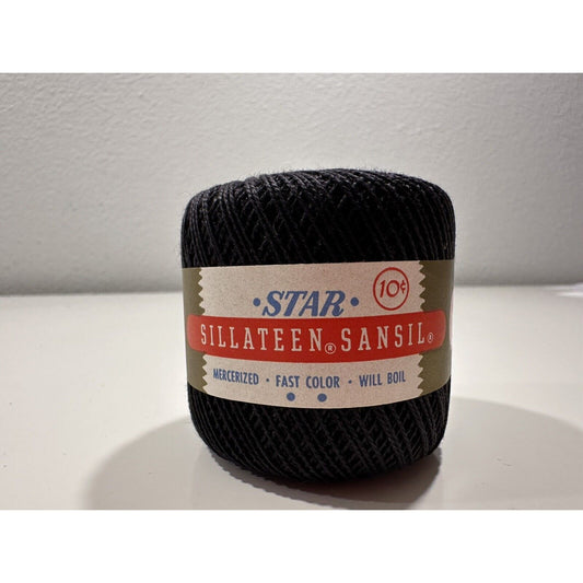 VINTAGE *NEW* Star Sillateen Sansil Crochet Knitting Art 102, Navy Color 54-75 Yrds