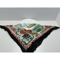 VINTAGE "NEW" 1950's "Juarez" Hand-Rolled Silk Rayon Scarf 31" x 31" - Black