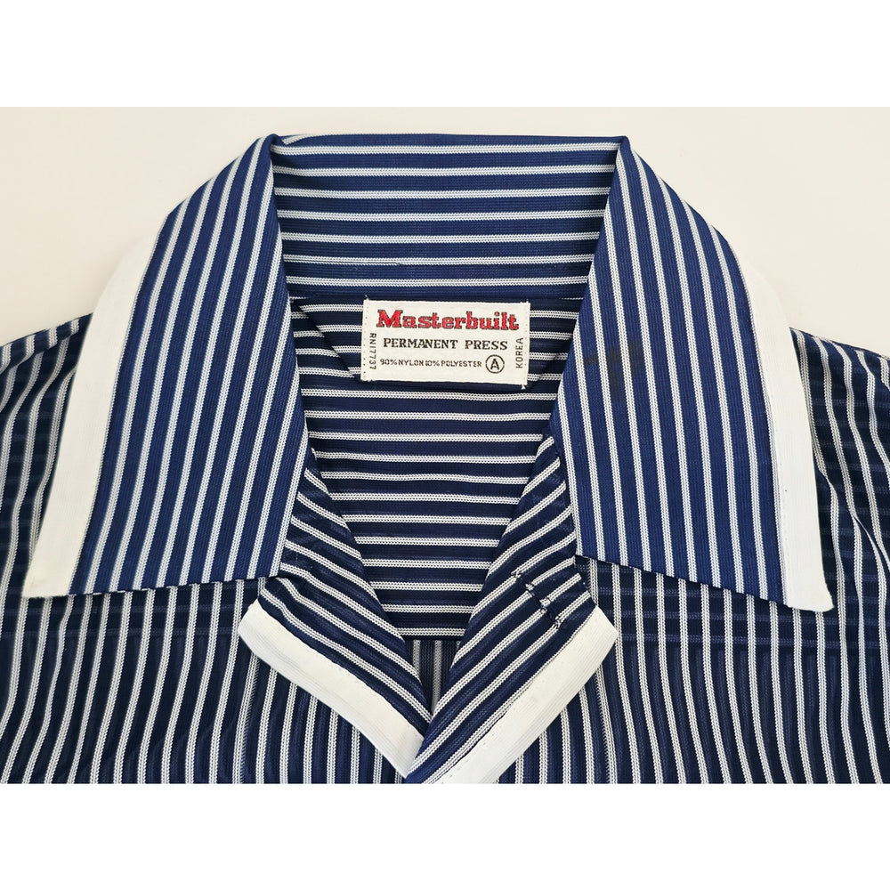 VINTAGE *NEW* 1970's Masterbuilt Men's Blue Striped Pajama Set Size S